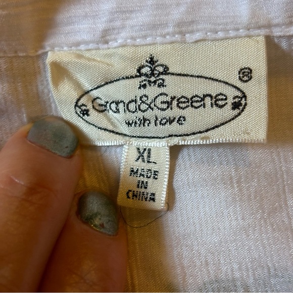 Grand & Greene white embellished boho long sleeve sheer blouse Size XL - Picture 4 of 9